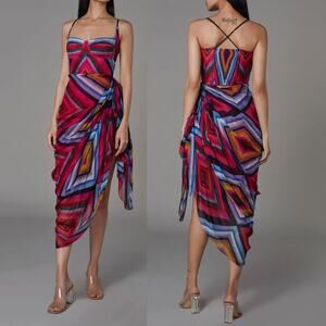 Saaksha & Kinni Jaded Taza Dress Ikat Colorful Gathered Resort SZ XL